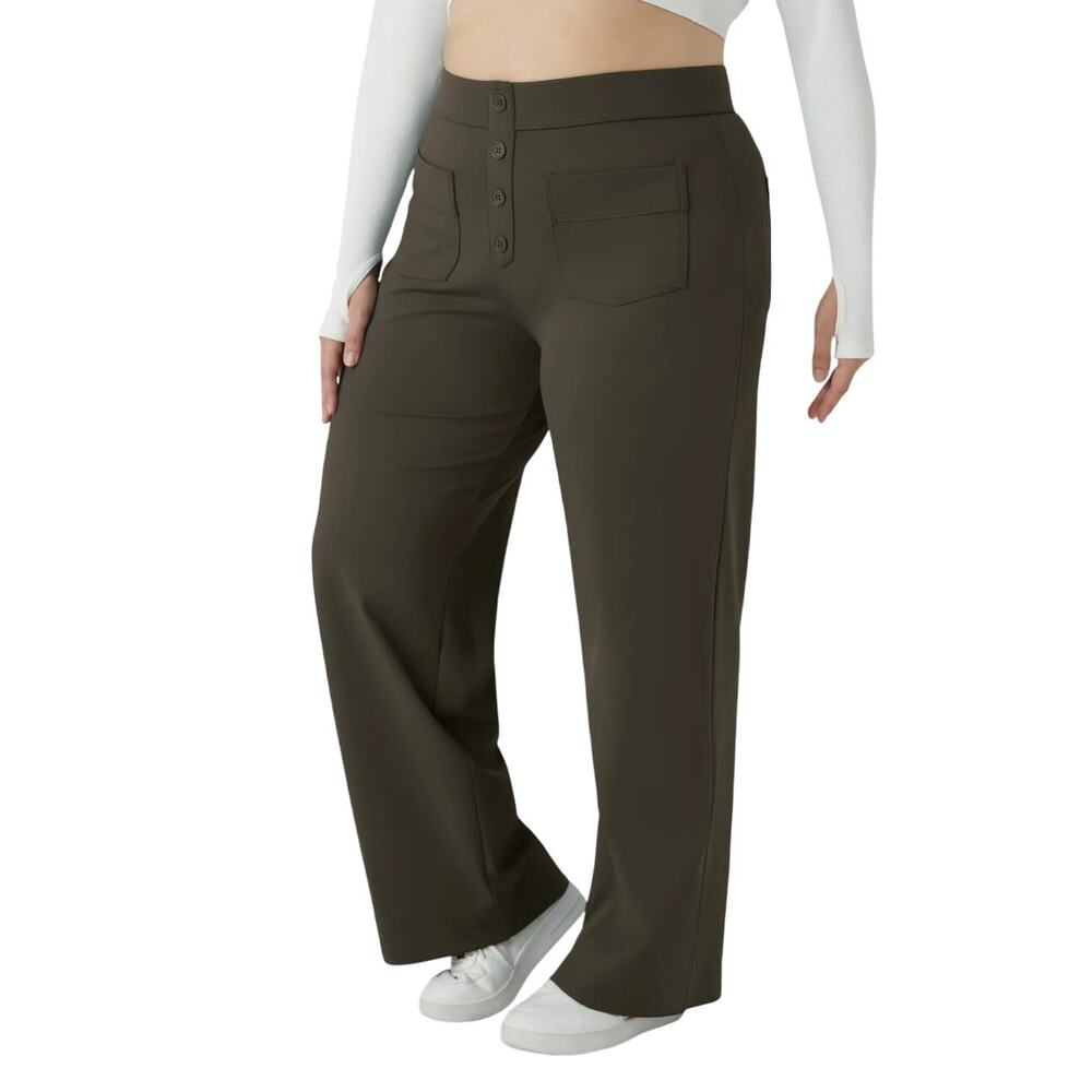 NWT Halara High Waist Button Straightโ Leg Casual Pants Medium